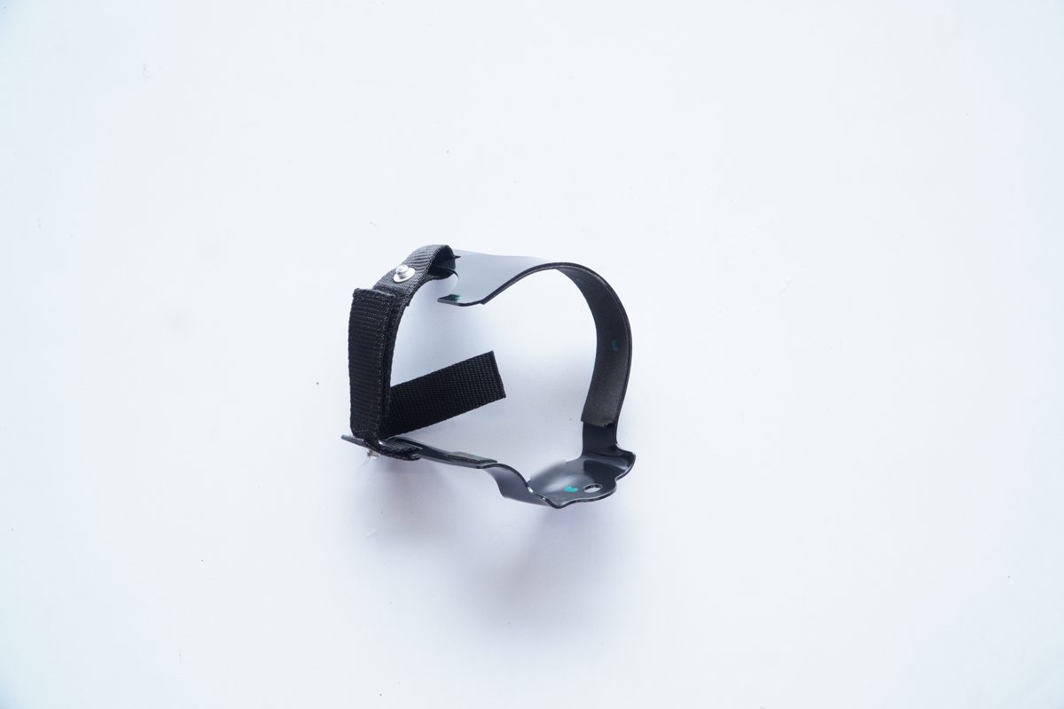 Pressed steel strap bracket with a fabric strap, made by ENCO